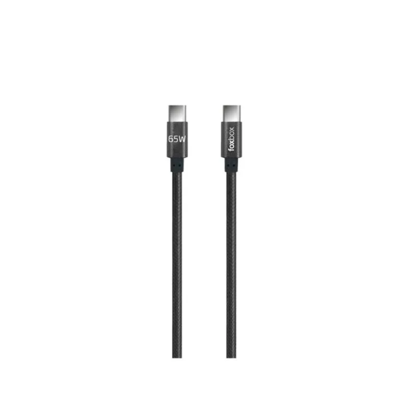 Cable FoxBox Round Pro 1.25 Metros Tipo C a Tipo C 3.25A Carga rápida Negro