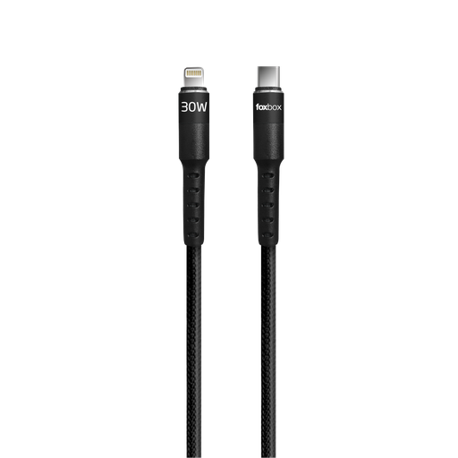 [CAFBROUNDPROLTCNE] Cable Foxbox Round Pro 1.25 Metros Lightning Tipo C Negro 