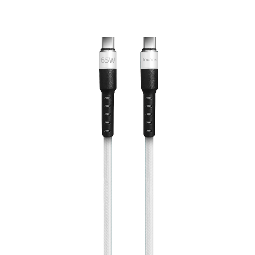 [CAFBTYCATYCBL] Cable FoxBox Round Pro 1.25 Metros Tipo C a Tipo C 3.25A Carga rápida Blanco